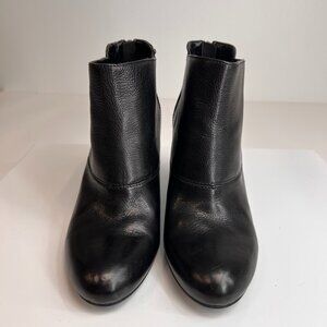 Nine West Bootie Women 8.5 Leather Black Wedge Heel Zip Ankle Work Party Core Go
